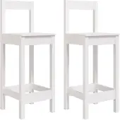vidaXL Barstühle 2 Stk. Weiß 40x41,5x112 cm Massivholz Kiefer