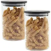 OTIX Vorratsglas mit Deckel Set von 2 575ml Schwarz Holz
