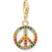 Thomas Sabo 1898-488-7 Charm-Anhänger Peace Zeichen Goldfarben mit Bunten Steinen