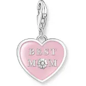 Thomas Sabo Charm-Anhänger Pinkes Herz mit Best Mom Silber