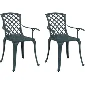 vidaXL Gartenstühle 2 Stk. Grün Aluminiumguss