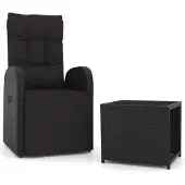 The Living Store 2-tlg. Garten-Lounge-Set Schwarz Poly Rattan & Stahl