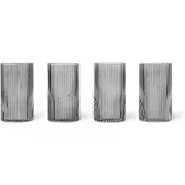 Ferm Living Wasserglas Ripple Smoked Grey 140 ml (4er-Set)