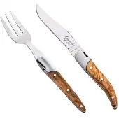 Laguiole Besteckset Luxury Line Mini Couvert Olivenholz (8-delig)