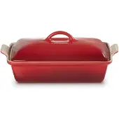 Le Creuset Auflaufform rechteckig mit Deckel, 33 cm, rot
