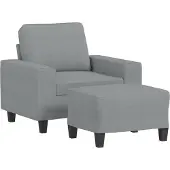 vidaXL Sessel mit Hocker Hellgrau 60 cm Stoff