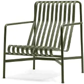 HAY Gartenstuhl Palissade Loungesessel Hoch Olive Pulverbeschichteter Stahl