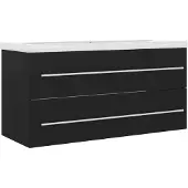 vidaXL Waschbeckenunterschrank mit Einbaubecken Schwarz Holzwerkstoff