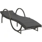 vidaXL Sonnenliege mit Auflage Grau 60x199x42 cm Poly Rattan
