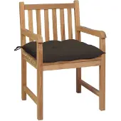 The Living Store Gartenstühle 2 Stk. mit Taupe Kissen Massivholz Teak