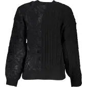 Desigual Schwarzer Baumwollpullover für Frauen mit Rollkragen
