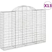 vidaXL Gabionen mit Hochbogen 13Stk. 200x30x140/160cm Verzinktes Eisen