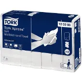 Tork Multifold-Handtücher Xpress 120389, 2-lagig, Multifold-Handtuchsystem H2, L 260 x B 210 mm, 21 Pack á 180 Stück (3780 Tücher), weiß