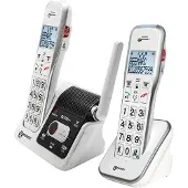 Geemarc Telecom , Duo Schnurlostelefon mit 2 Mobilteilen / Anrufbeantworter / Extra laut, Weiß