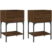 vidaXL Nachttische 2 Stk Braun Eichen-Optik 40,5x31x60 Holzwerkstoff