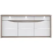 Forte SAINT TROPEZ Sideboard inkl. Beleuchtung 190cm Sandeiche / Weiß Hochglanz