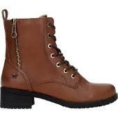 Mustang Damen Stiefelette Schnürboot Zierreißverschluss goldene Details 1402-502, Größe:37 EU, Farbe:Braun