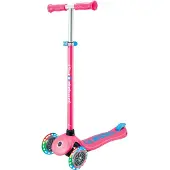 Globber PRIMO PLUS LIGHTS – Tretroller Kinder, 120/80 mm, ABEC 9, 3-rädrig, höhenverstellbar, LED-Leuchtrollen, pink