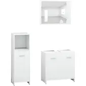 vidaXL 3-tlg. Badmöbel-Set Weiß Holzwerkstoff