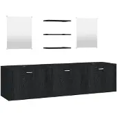 vidaXL 6-tlg. Badmöbel-Set Schwarz Holzwerkstoff