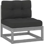 vidaXL Garten-Mittelsofa mit Anthrazit Kissen Grau Massivholz Kiefer