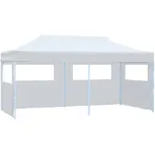 vidaXL Pop-Up Partyzelt mit Seitenwänden Faltbar 3x6 m Stahl Weiß