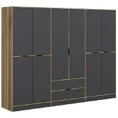Skye Decor , Elina - 7200, Kleiderschrank, Dore, 100 % MELAMINBESCHICHTETE SPANPLATTEN, 277 x 52 x 208 cm