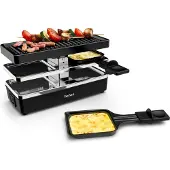 Tefal Plug&Share Raclette-Grill RE2308, 2 Person(en), Schwarz, Silber, Rechteckig, 1,1 m, 400 W, 148 mm