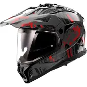 LS2 MX702 Pioneer II Crazy Schwarz Rot Adventure Helm Größe S