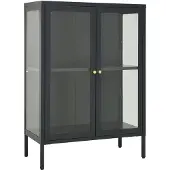 vidaXL Sideboard Anthrazit 75x35x105 cm Stahl und Glas
