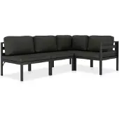 vidaXL 4-tlg. Garten-Lounge-Set mit Kissen Aluminium Anthrazit