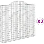 vidaXL Gabionen mit Hochbogen 2 Stk. 200x30x180/200cm Verzinktes Eisen