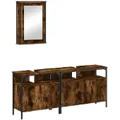 vidaXL 3-tlg. Badmöbel-Set Räuchereiche Holzwerkstoff