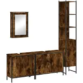 vidaXL 4-tlg. Badmöbel-Set Räuchereiche Holzwerkstoff