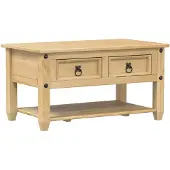 vidaXL Couchtisch mit Schubladen Corona 85x50x45 cm Massivholz Kiefer