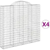 vidaXL Gabionen mit Hochbogen 4 Stk. 200x30x180/200cm Verzinktes Eisen