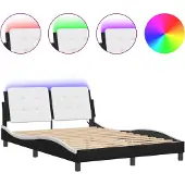 vidaXL Bettgestell mit LED ohne Matratze Zadar Schwarz&Weiß 120x200cm