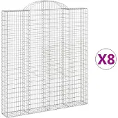 vidaXL Gabionen mit Hochbogen 8 Stk. 200x30x220/240cm Verzinktes Eisen
