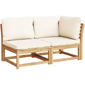 vidaXL 2-tlg. Garten-Lounge-Set mit Kissen Massivholz Akazie