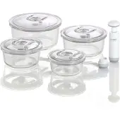 Caso Vakuumbehälter "1187 VacuBoxx", (Set, 5 tlg., VacuBoxx rund 4er Set-inkl. Adapter+Handpumpe)