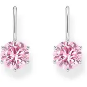 Thomas Sabo Ohrhänger mit grossem, pinkfarbenem Zirkonia Silber