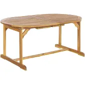 Beliani Gartentisch Hellbraun Akazienholz Ausziehbar 160/220x100 cm Oval Rustikaler Stil