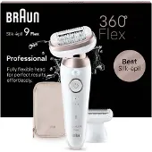 Braun Silk-épil 9 Flex 9-030 3D, Pink, Weiß, 40 Pinzette, MicroGrip, Achsel, Bikini, 0,5 mm, Akku