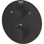GROHE Grohtherm Thermostat-Wannenbatterie, für Rapido SmartBox, 2-Wege Umstellung, Mattschwarz, rund, 1022102430