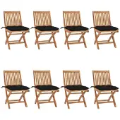 vidaXL Klappbare Gartenstühle mit Kissen 8 Stk. Massivholz Teak