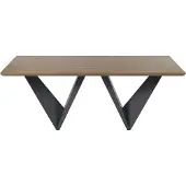 Beliani Esstisch Braun mit Schwarz 100 x 200 cm MDF Tischplatte Metall V förmigen Füße Laminiert Rechteckig Industriell