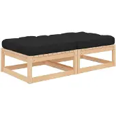 vidaXL Gartenhocker mit Kissen 2 Stk. Massivholz Kiefer