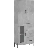 vidaXL Highboard Betongrau 69,5x34x180 cm Holzwerkstoff