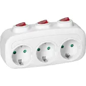 ORNO Steckdosenadapter weiß, mit Schalter, 3-fach Schuko bis 3680 Watt, einzeln schaltbar