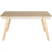 Beliani Esstisch Helle Eiche und Grau MDF-Tischplatte mit Holzbeinen 150 x 90 cm Rechteckig für 6 Personen Moderner Stil Esszimmer Küche Wohnküche